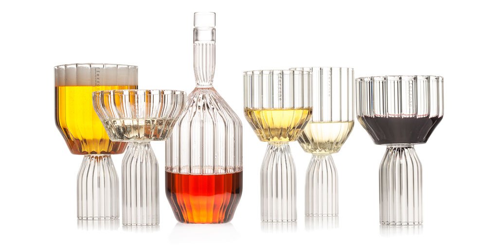 Margot Collection glassware is maximalist designer glassware with intricate detail.