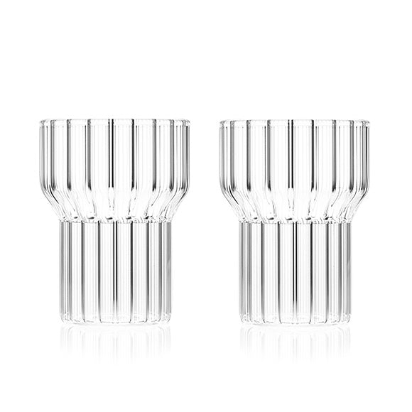 Clear fluted glass by contemporary designer, handmade in the Czech Republic. 