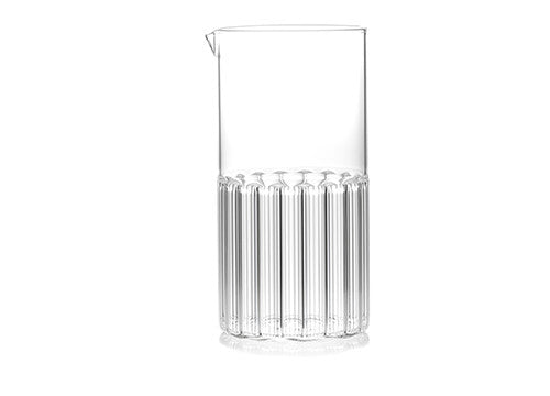 Designer glass carafe, half fluted and half smooth glass. 
