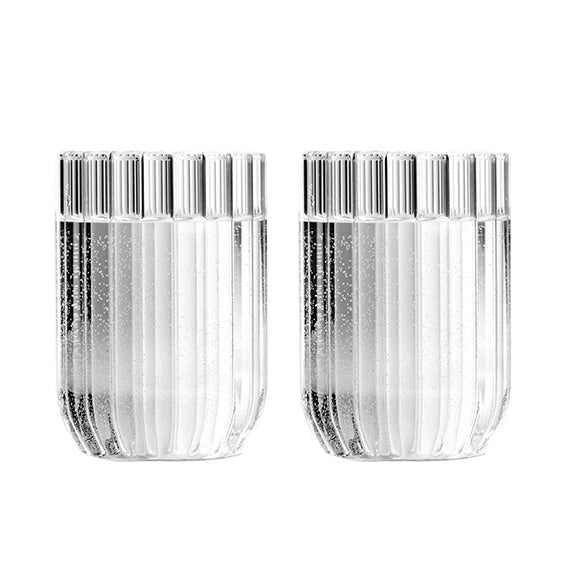 Set of designer glasses in fluted glasses by Felicia Ferrone. 