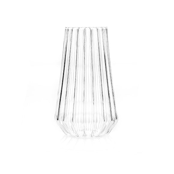 Fluted glass flower vase by awarded designer, Felicia Ferrone. 