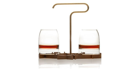 Specialty whisky glasses and brass presenter.