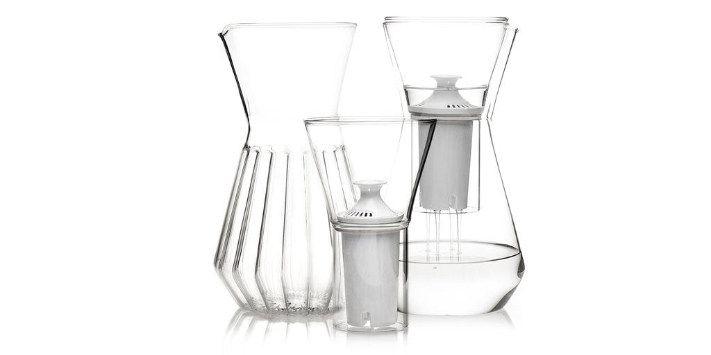 Glass water filter carafe named Cleverest Designs of 2018 by Architectural Digest.