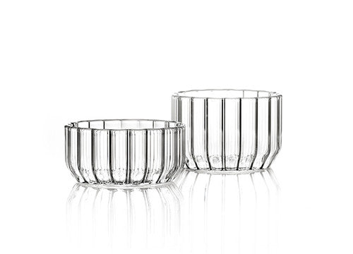 Designer glass bowls in fluted glass by Felicia Ferrone. 