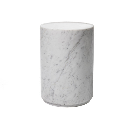Carrera marble side table made in Italy.