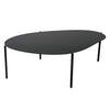 Designer black metal table for contemporary living space. 