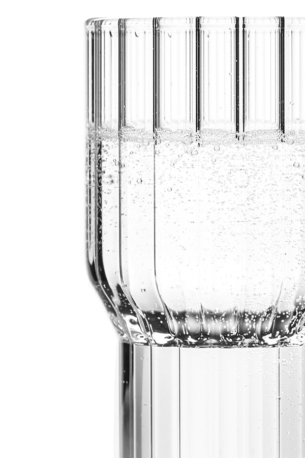 Close up of the Boyd Large Glass, a designer thermal resistant drinking glass.