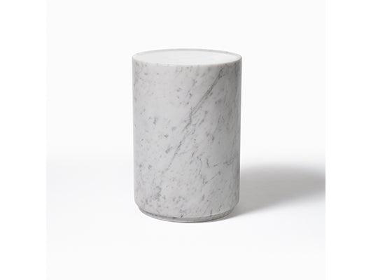 White and grey marble side table made in Italy. 